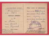 250819/1952 Membership card - FATHERLAND FRONT Sofia