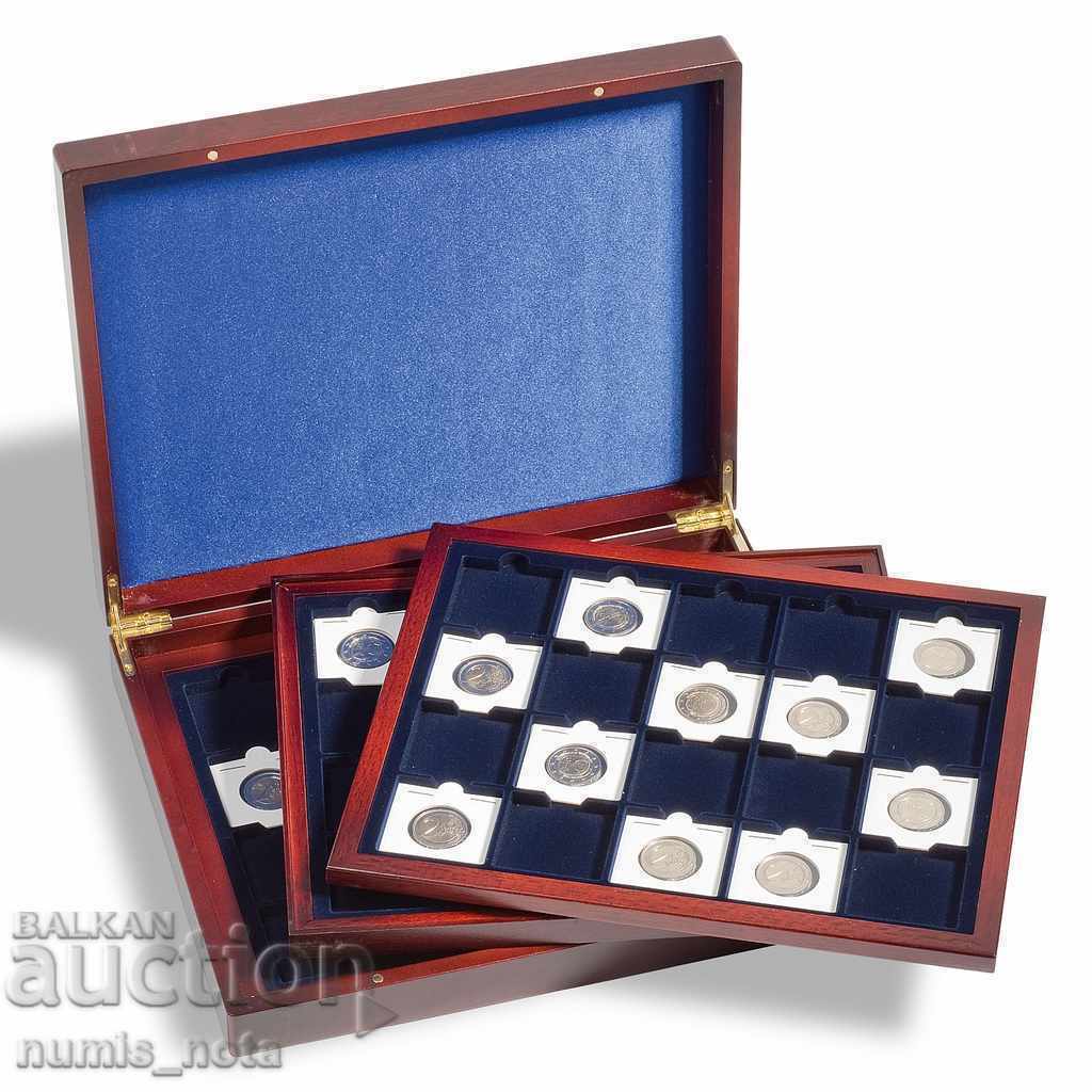 луксозна дървена кутия за съхранение на монети в картончета