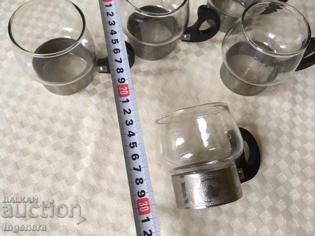CUPED WITH GLASSES-METAL-5 PCS - 5 CUPED WITH GLASSES-METAL-5 PCS - 5