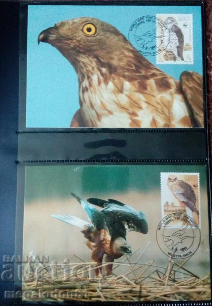 Malta - WWF, birds of prey with price 10.00 BGN | € 5.11