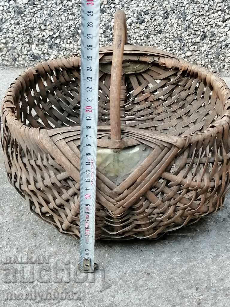 Παλιό ψάθινο καλάθι, ξύλινο, καλάθι, πάνελ - 6 Παλιό ψάθινο καλάθι, ξύλινο, καλάθι, πάνελ - 6