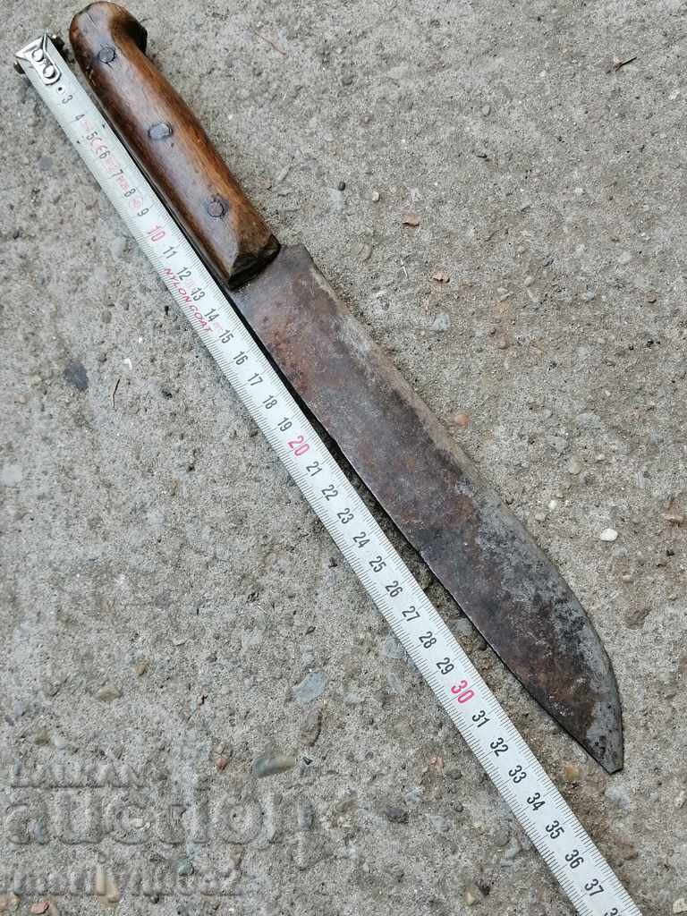Auction Old forged butcher knife blade Auction Old forged butcher knife blade
