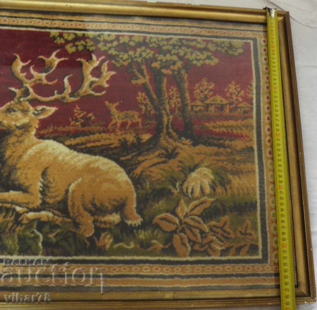 Auction  Old wall covering in a frame