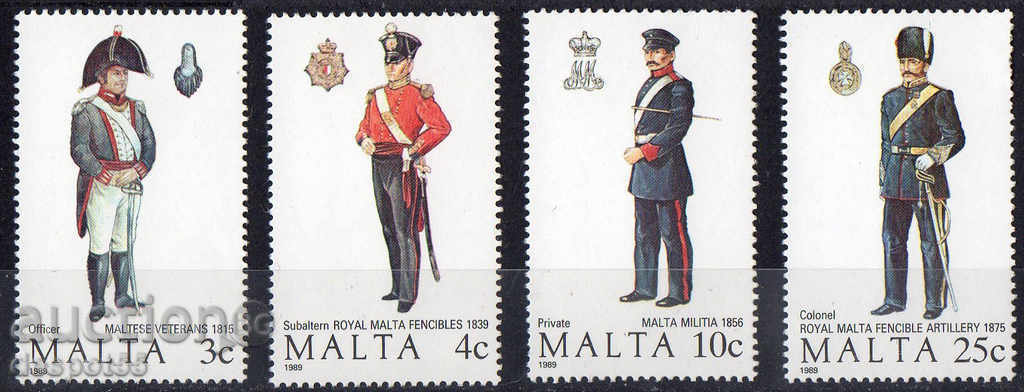 1989. Η Μάλτα. Μάλτας στρατιωτικές στολές.