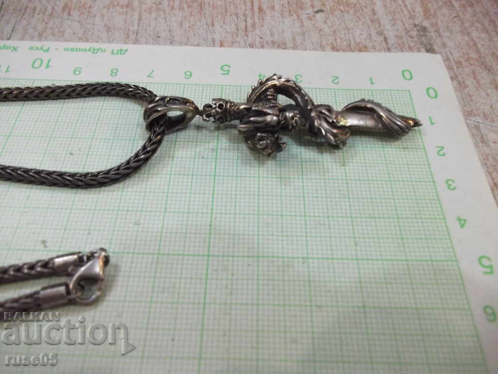 Pendant "Dragon around a cross" with a silver chain - 53.42 g. - 5 Pendant "Dragon around a cross" with a silver chain - 53.42 g. - 5