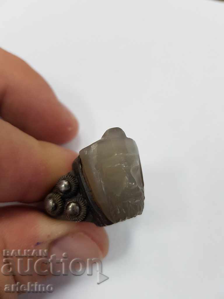 Collectible men's silver ring with cameo male head with price 180.00 BGN | € 92.03