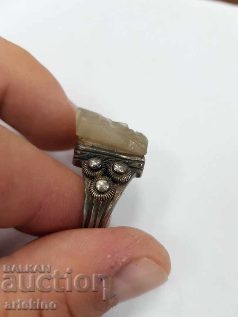 Auction  Collectible men's silver ring with cameo male head
