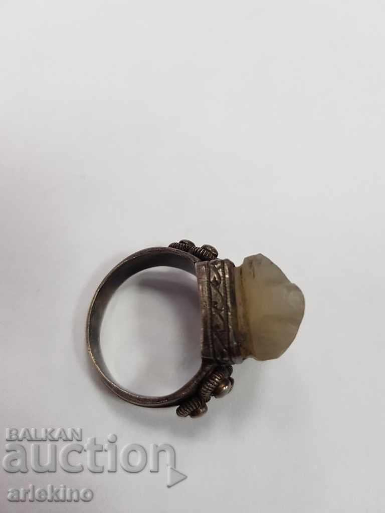 Collectible men's silver ring with cameo male head - 6