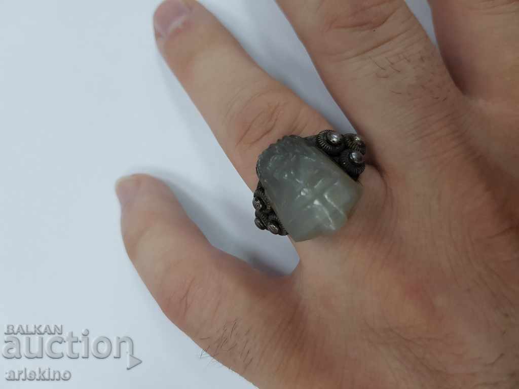 Συλλεκτικό ανδρικό ασημένιο δαχτυλίδι με καμέο ανδρικό κεφάλι - 7