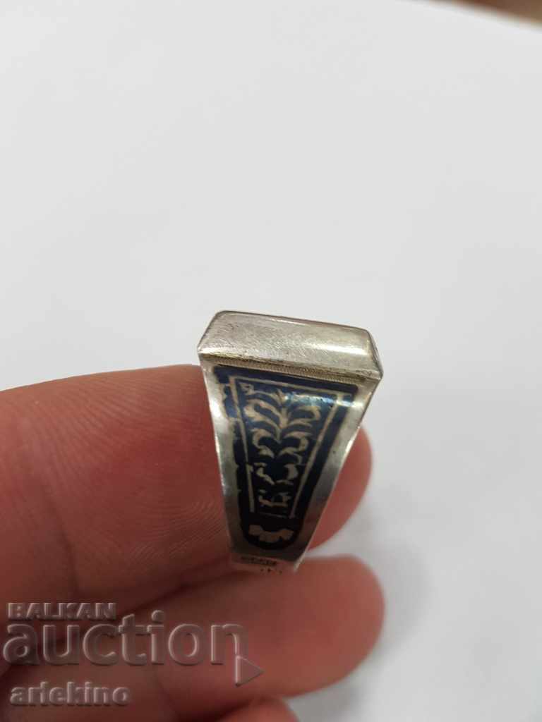 Auction  Soviet men's silver 875 ring with USSR nyalo