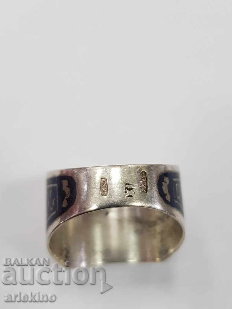 Soviet men's silver 875 ring with USSR nyalo - 5