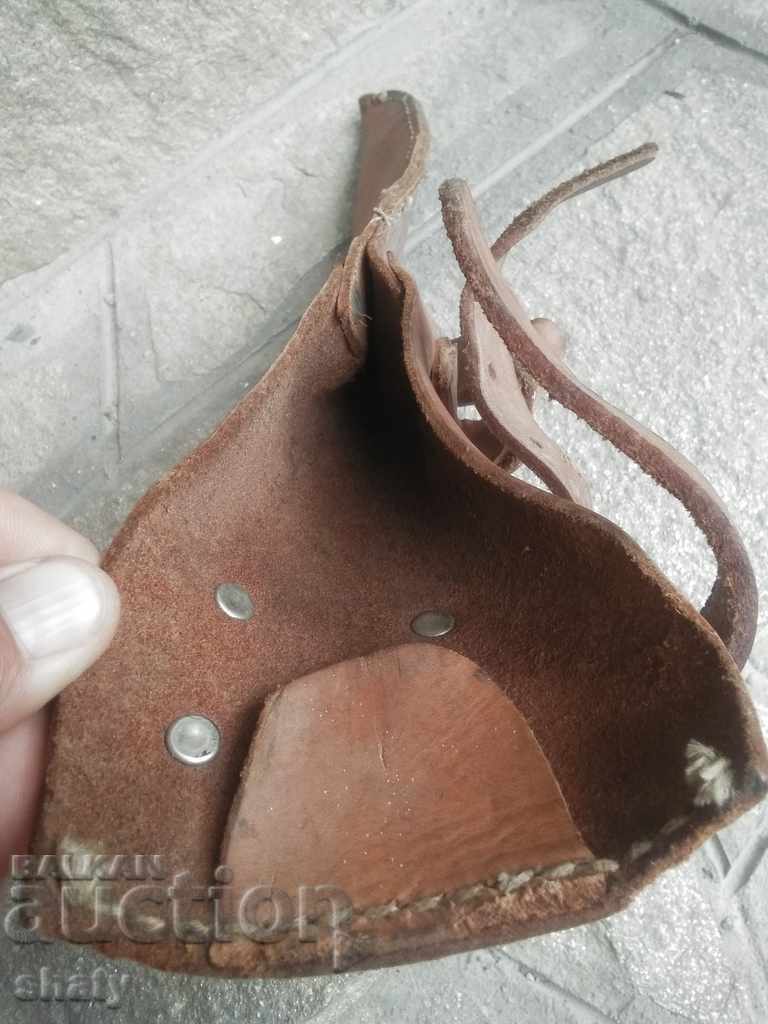 An old leather scabbard for a gouge tool or large knife. - 6 An old leather scabbard for a gouge tool or large knife. - 6