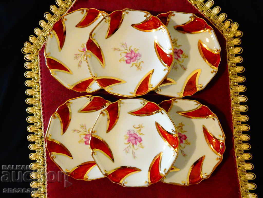 Bavarian porcelain, gold, plate, bowl, 6 pieces - 5