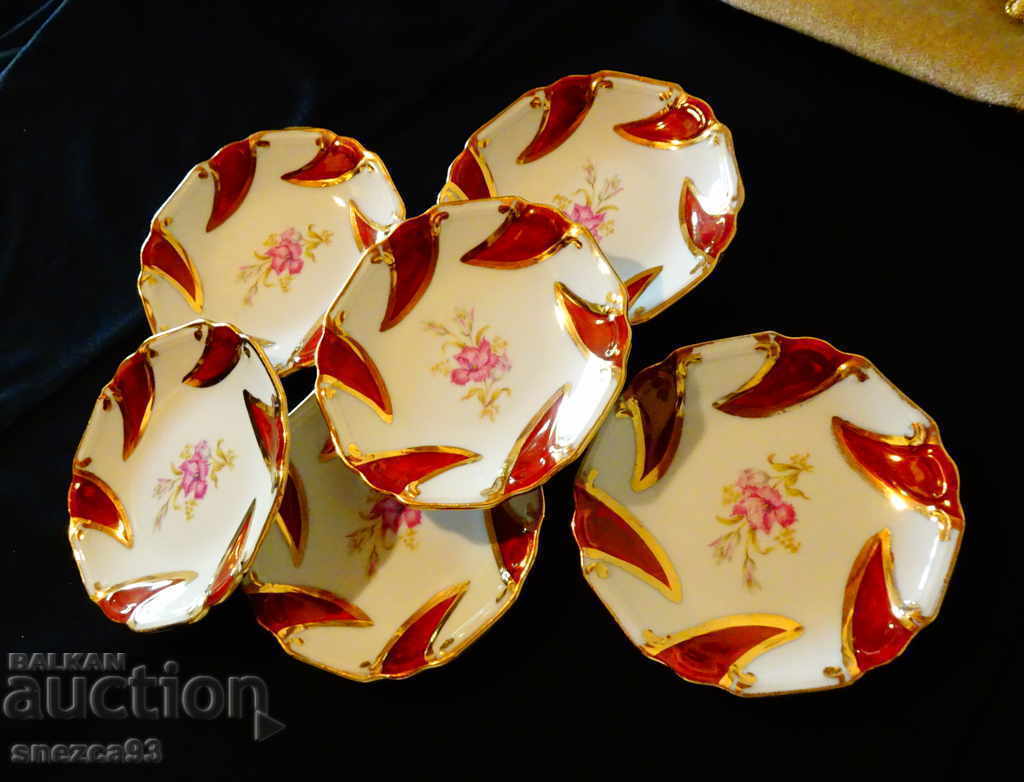 Bavarian porcelain, gold, plate, bowl, 6 pieces - 7
