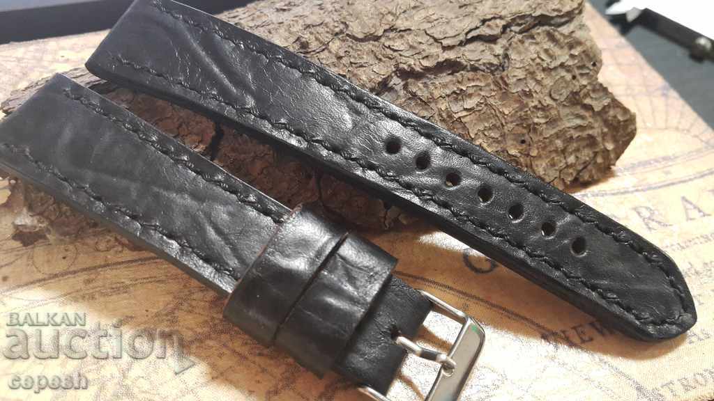 Licitație Curea de ceas din piele 22mm Piele naturală realizată manual 623 Licitație Curea de ceas din piele 22mm Piele naturală realizată manual 623