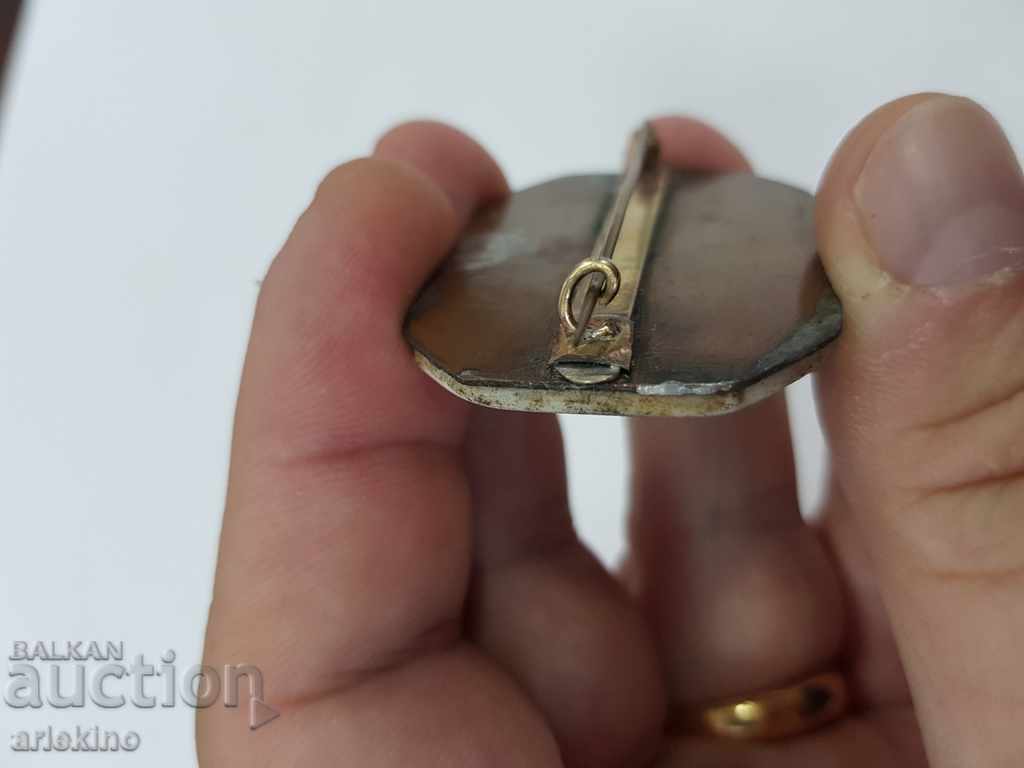 Broșă veche vopsită europeană de colecție de la sfârșitul secolului al XIX-lea - 5