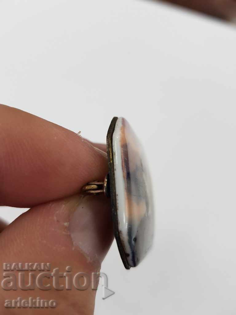 Broșă veche vopsită europeană de colecție de la sfârșitul secolului al XIX-lea - 7