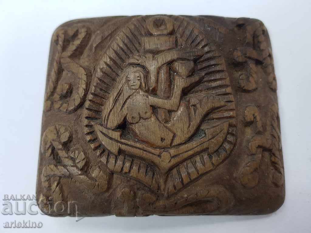 Χειροποίητη ξύλινη αγκράφα θαλάσσης με γοργόνα