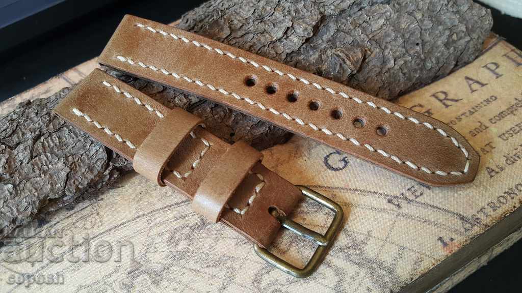 Leather strap 20 mm Genuine leather handmade 601