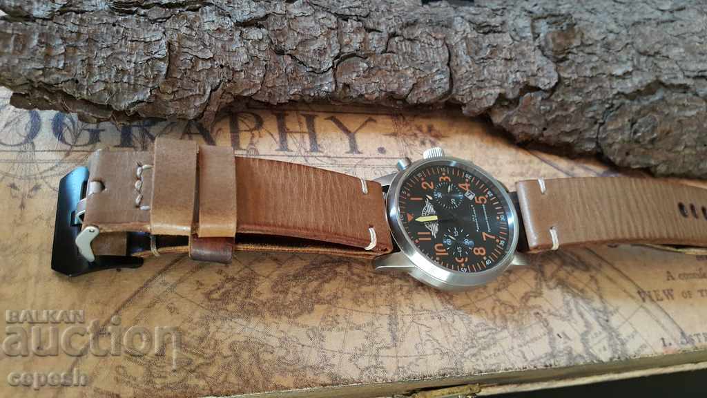 Leather strap 22mm Genuine leather handmade 602 - 7 Leather strap 22mm Genuine leather handmade 602 - 7