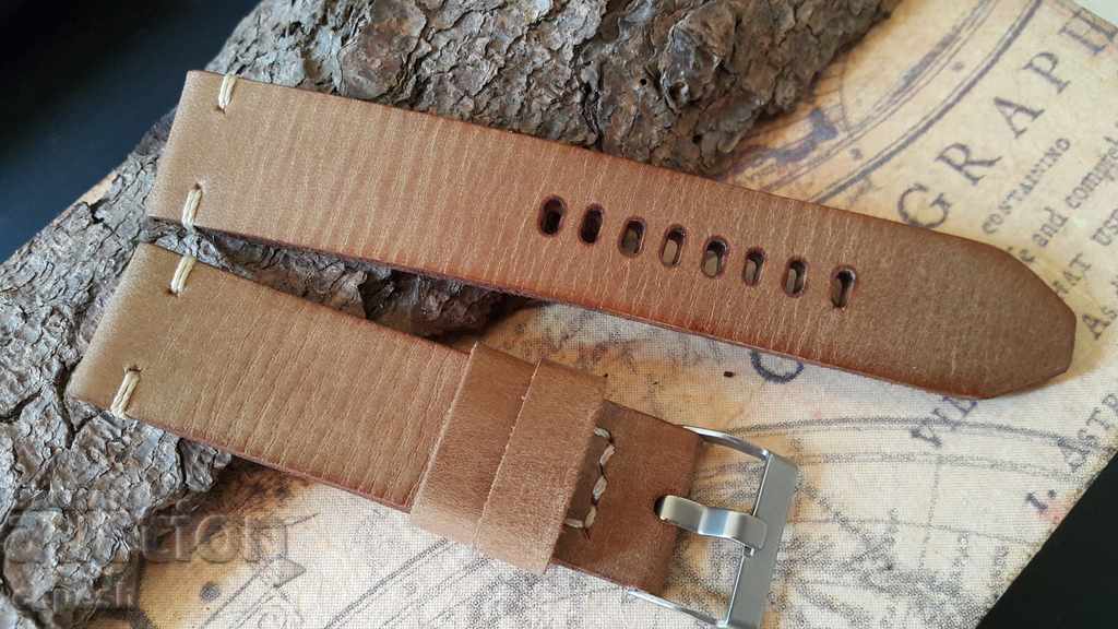 Leather strap 22mm Genuine leather handmade 602