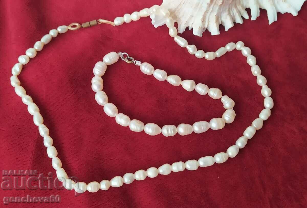 Perle naturale reale/colier și brățară