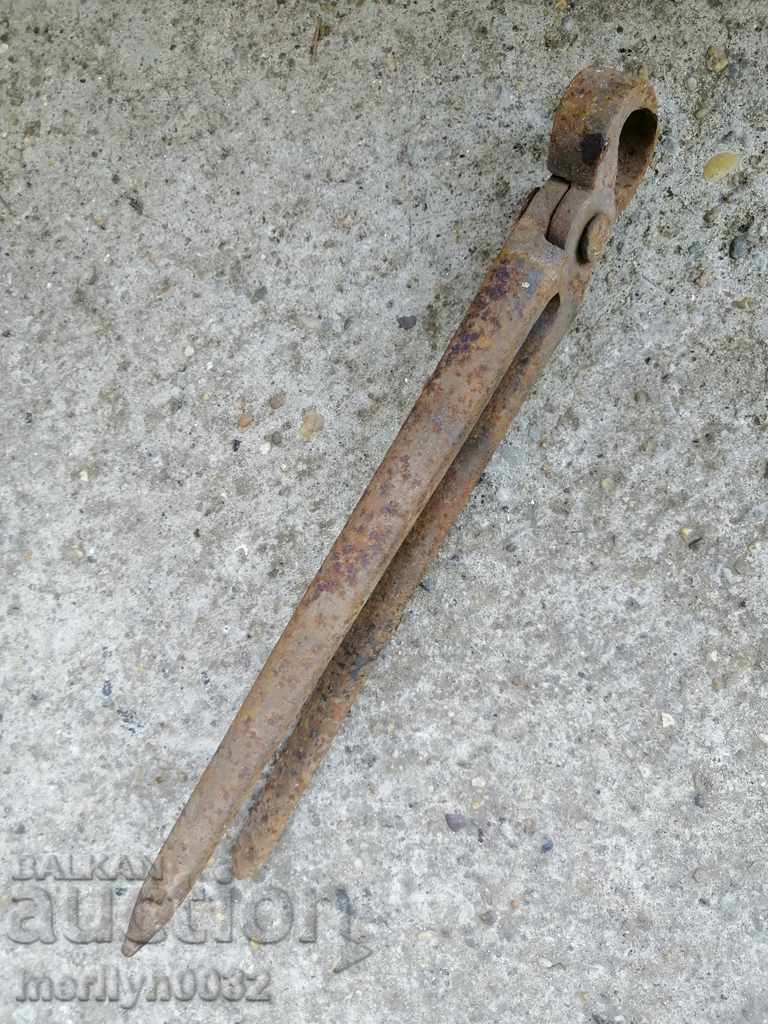 Cleste de fierar antic unealta din fier forjat tamplarie - 5