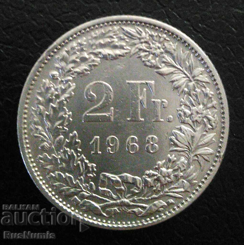 Switzerland. 2 francs 1968
