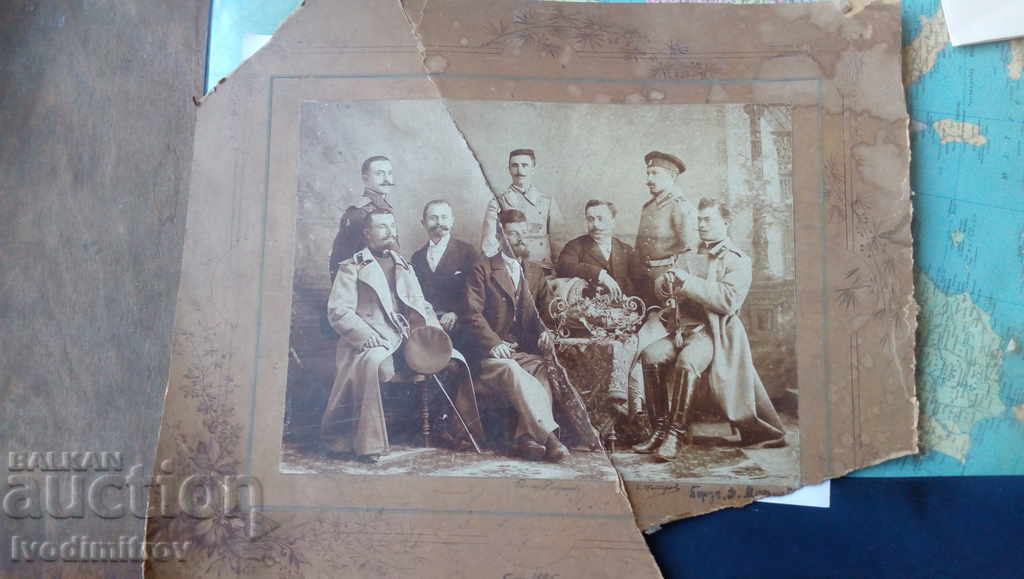 Снимка Офицери и цивилни лица София 1895 Картон