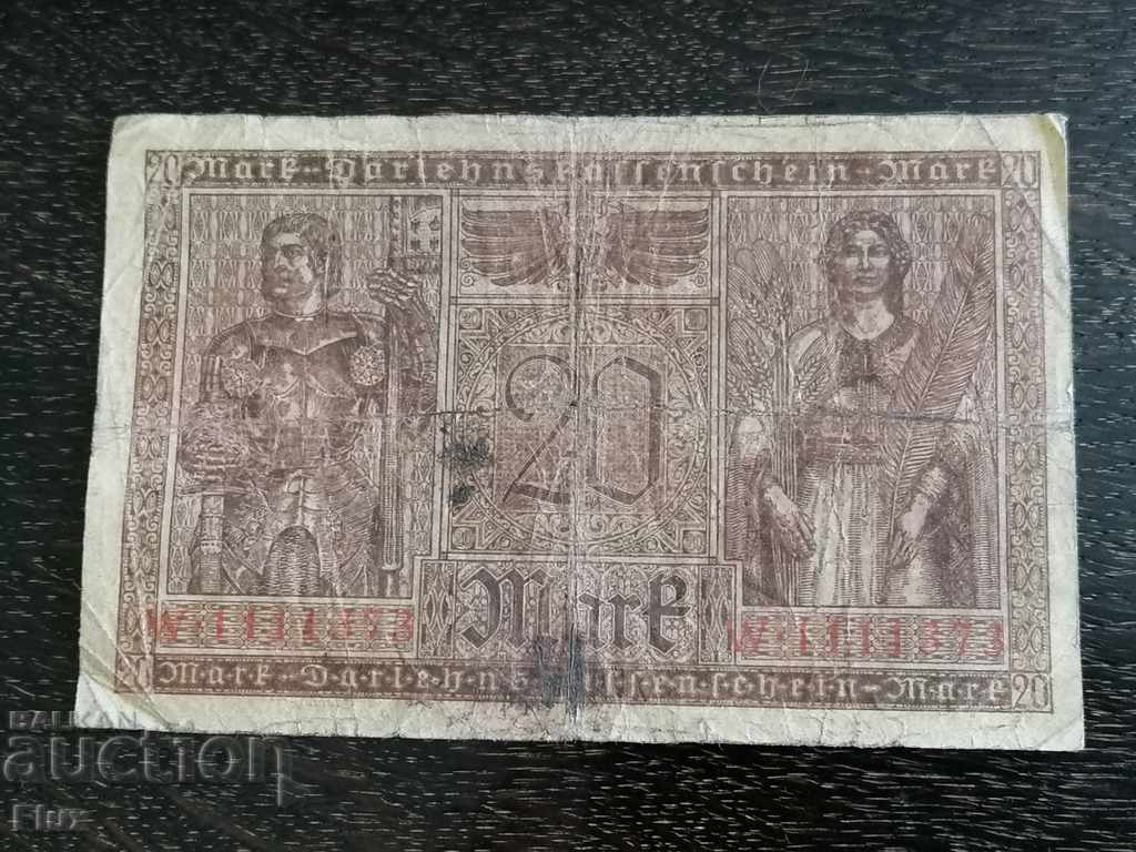 Reich Banknote - Germany - 20 Marks | 1918 with price 8.50 BGN | € 4.35