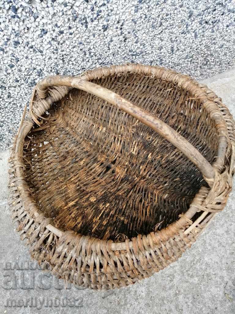 Παλιό ψάθινο καλάθι, ξύλινο, καλάθι, πάνελ - 5 Παλιό ψάθινο καλάθι, ξύλινο, καλάθι, πάνελ - 5