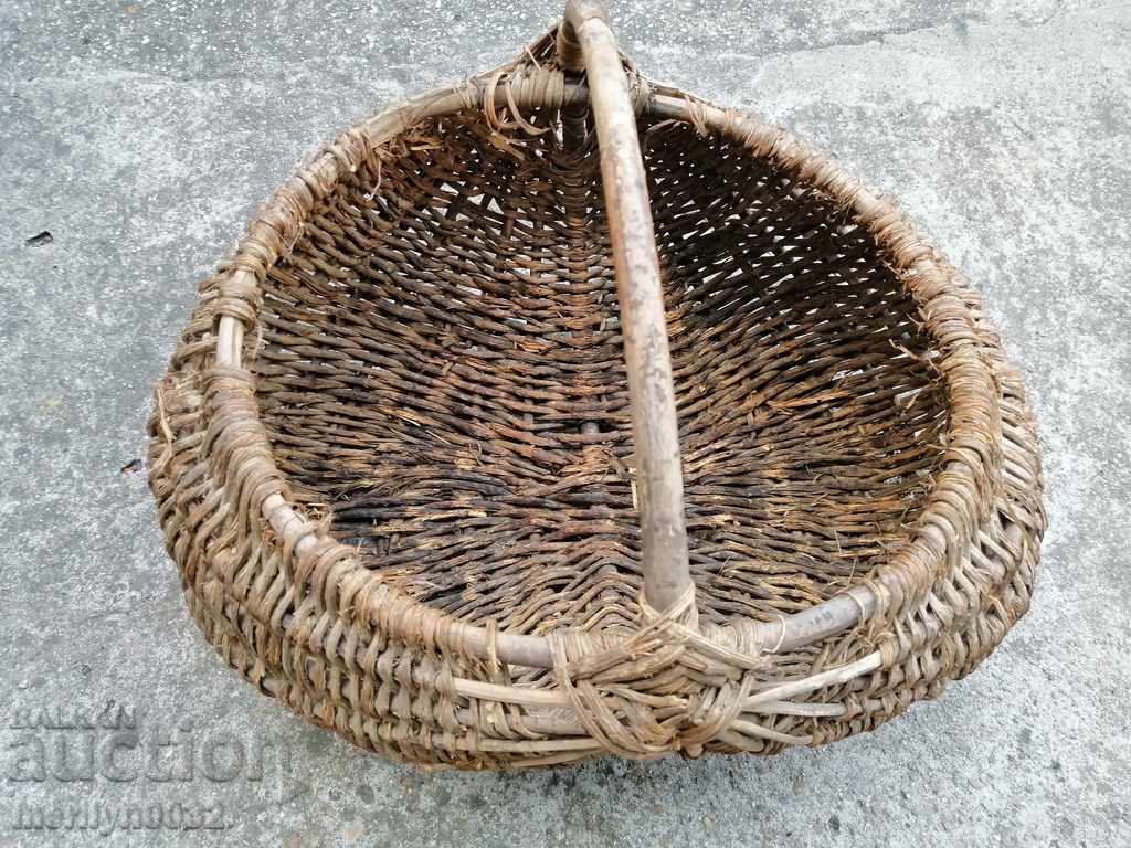 Παλιό ψάθινο καλάθι, ξύλινο, καλάθι, πάνελ - 6 Παλιό ψάθινο καλάθι, ξύλινο, καλάθι, πάνελ - 6