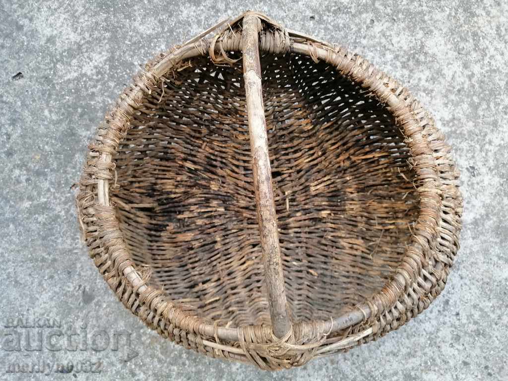 Παλιό ψάθινο καλάθι, ξύλινο, καλάθι, πάνελ - 7 Παλιό ψάθινο καλάθι, ξύλινο, καλάθι, πάνελ - 7