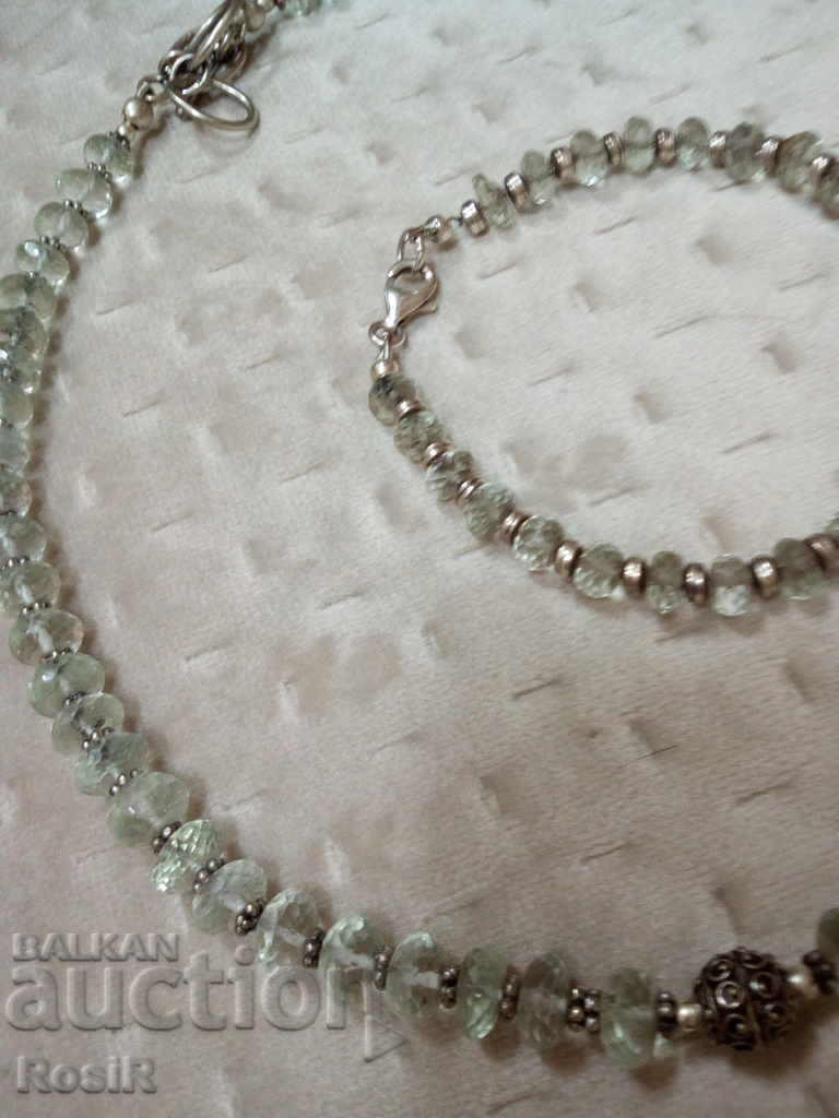 Delivery of GREEN AMETHYSTE NECKLACE AND BRACELET WITH SILVER ELEMENTS. Delivery of GREEN AMETHYSTE NECKLACE AND BRACELET WITH SILVER ELEMENTS.