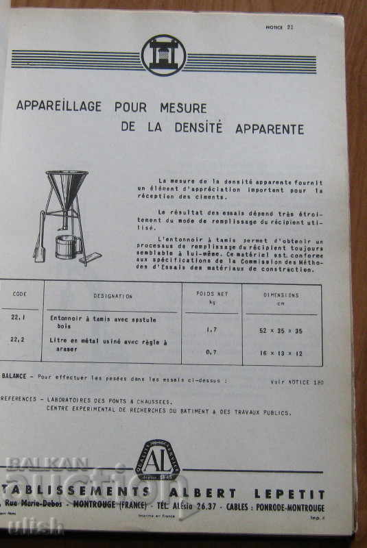 Auction Apparatus machines testing materials Albert Lepetit catalog Auction Apparatus machines testing materials Albert Lepetit catalog