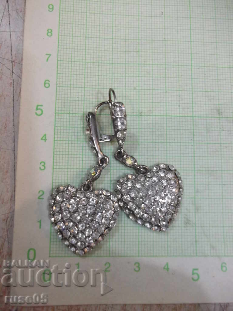 Earrings "Heart" set with stones imitation jewelry