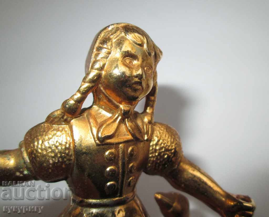 Old gilded metal figure Girl and goose Germany BMF - 5 Old gilded metal figure Girl and goose Germany BMF - 5