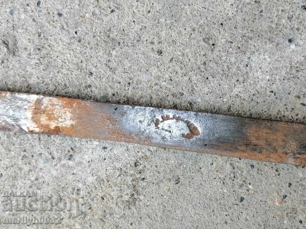 Auction An old butcher's knife without a handle with a buffalo horn butcher handle Auction An old butcher's knife without a handle with a buffalo horn butcher handle