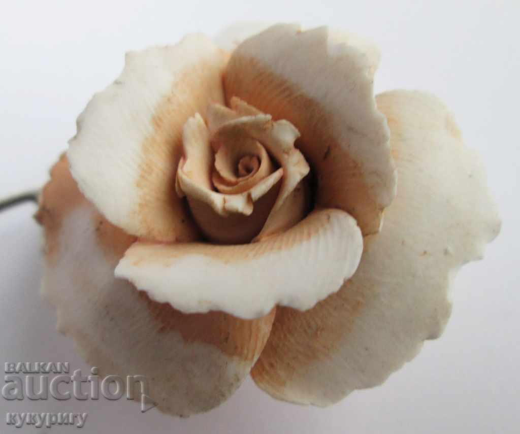 Διακοσμητική πορσελάνη τριαντάφυλλο λουλουδιών ειδωλίου με ασημένια φύλλα 925 - 6 Διακοσμητική πορσελάνη τριαντάφυλλο λουλουδιών ειδωλίου με ασημένια φύλλα 925 - 6