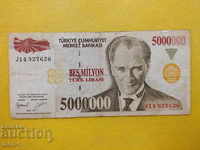 Bancnotă - Turcia - 5 milioane de lire sterline -1970.