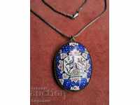 Antique Silver Necklace Persia Porcelain Painted