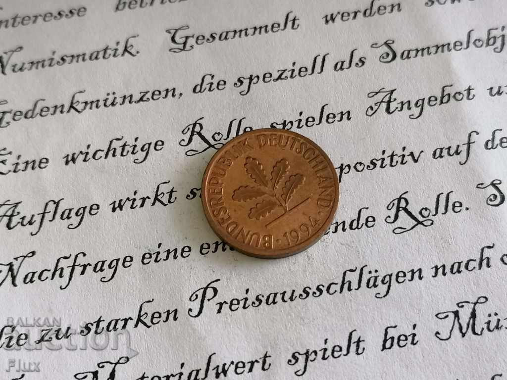 Coin - Germany - 2 pfennigs 1994; series A with price 0.80 BGN | € 0.41 Coin - Germany - 2 pfennigs 1994; series A with price 0.80 BGN | € 0.41