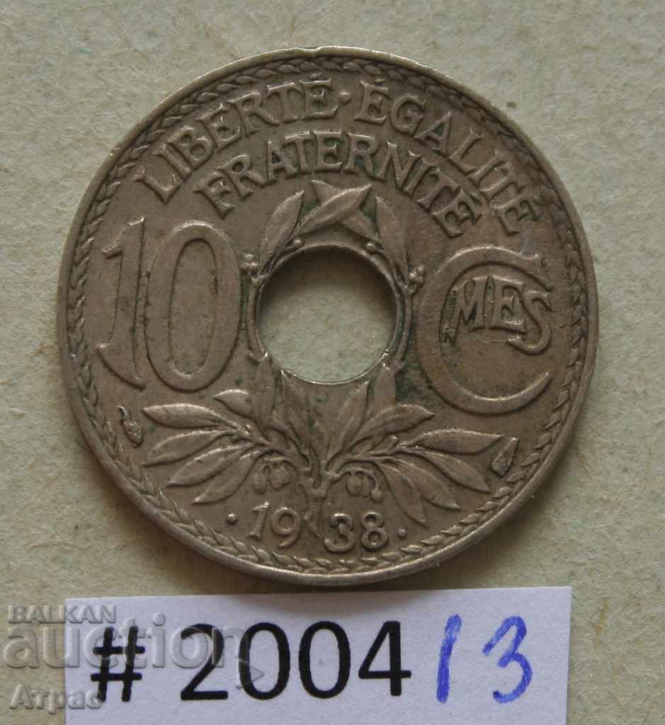 10 centimes 1938 Franța