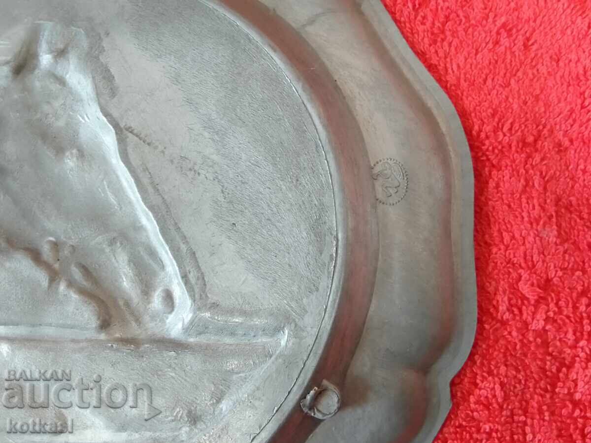 Old metal wall plate Kon Germany marked - 7 Old metal wall plate Kon Germany marked - 7