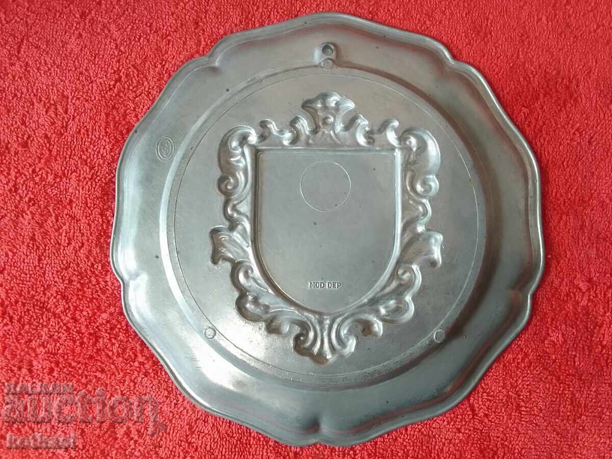 Old metal wall plate Germany marked - 6 Old metal wall plate Germany marked - 6