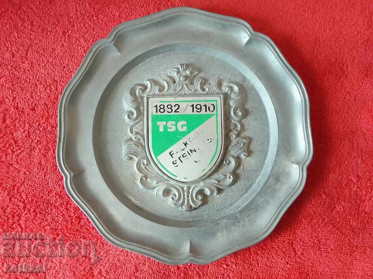 Old metal wall plate Germany marked Old metal wall plate Germany marked