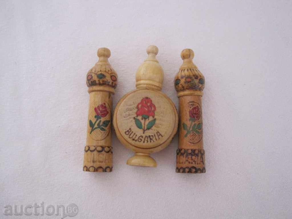 Household souvenirs - wooden muskala, cigarette, salt shaker, firebox