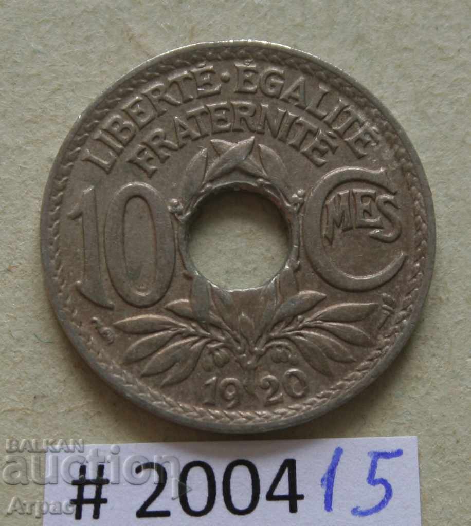 10 centimes 1920 Franța