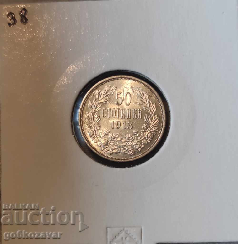 Bulgaria 50 de cenți 1913 argint. UNC