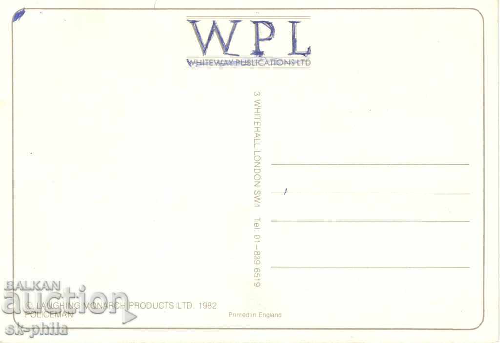 Carte poștală - umor - polițist englez cu preț 1.40 BGN | € 0.72 Carte poștală - umor - polițist englez cu preț 1.40 BGN | € 0.72